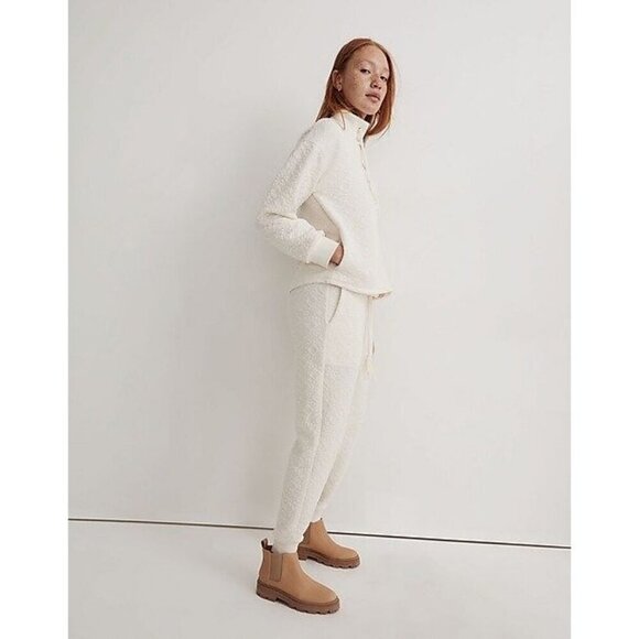 Madewell Quilted-Knit Lace-Up Mock Neck Sweatshirt White Women Small - Picture 3 of 13